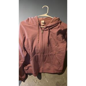 Auden Women's Full Zip Hoodie Pink XXL Drawstring Fleece Sweatshirt Casual